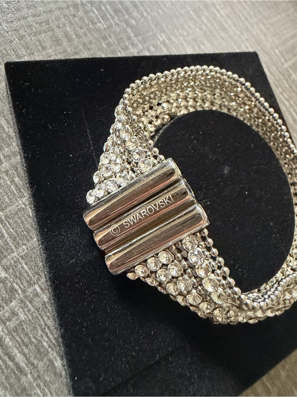 Swarovski Multi-Strand Crystal Mesh Bracelet with Magnetic Bar Clasp - Picture 2 of 7